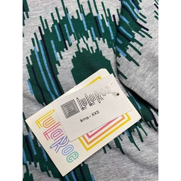 LuLaRoe Irma Tunic Top Gray Green High Low‎ Hem XXS NEW - Picture 4 of 6